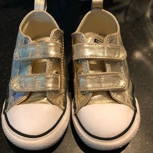 Gold Converse Velcro strap shoes